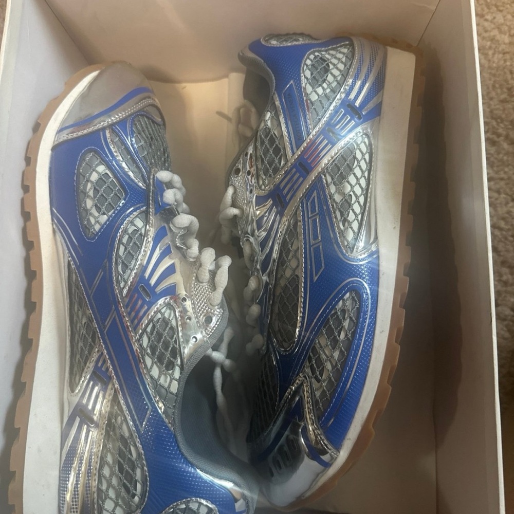 Blue and Silver Athletic Sneakers